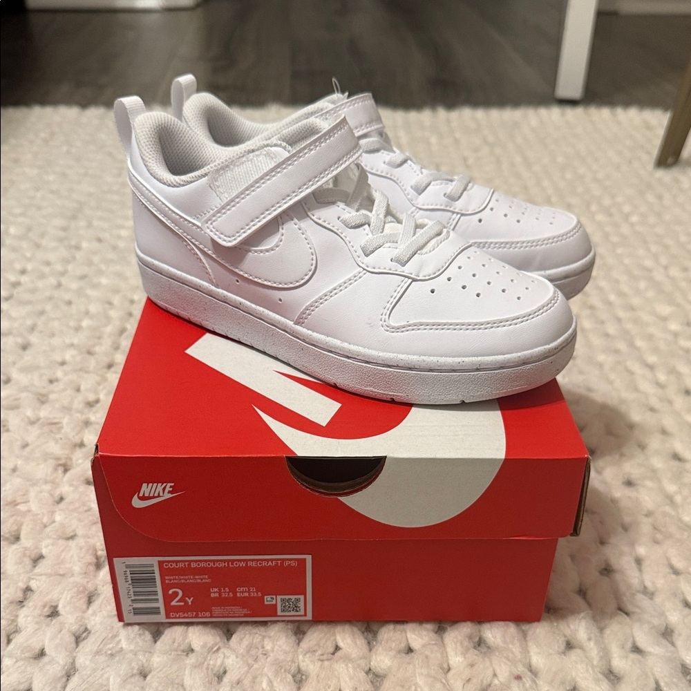Nike Court Borough Low Recraft PS White Kids Sneakers Size 2Y